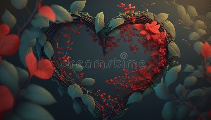 Frases conmovedoras para expresar el amor del alma 1 un corazon rojo rodeado de flores y mariposas